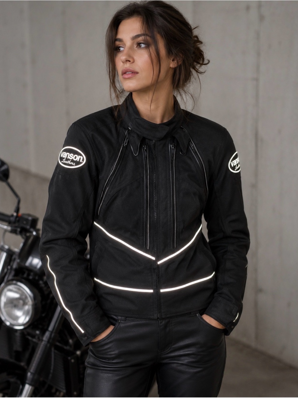 Vanson Cobra Mark Falcon Cordura Textile Motorcycle Jacket Armor small women